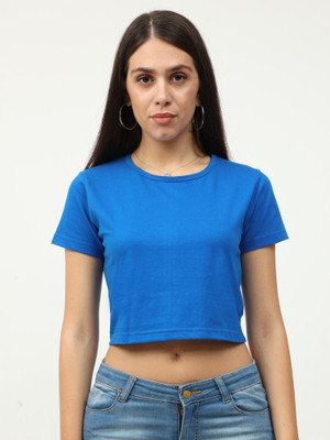 Fleximaa Casual Solid Women Blue Top