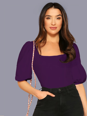 Kashonaa Casual Solid Women Purple Top