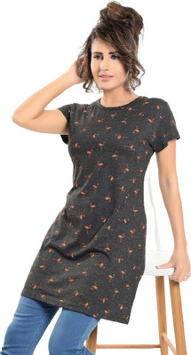 Color Magic Casual Printed Women Black Top