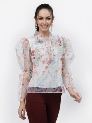 polka fashion Casual Printed Women White Top