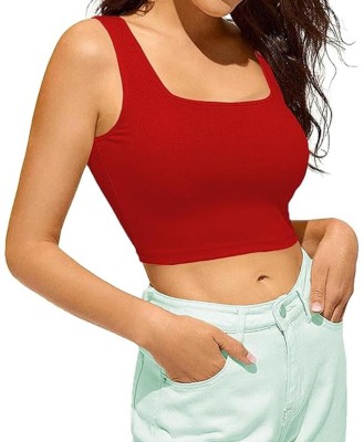 THE BLAZZE Casual Solid Women Red Top