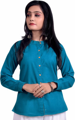aruati Casual Full Sleeve Solid Women Blue Top