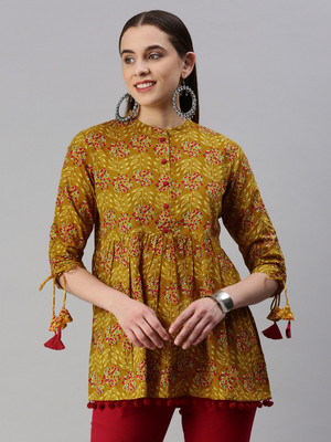 kipek Casual Floral Print Women Yellow Top