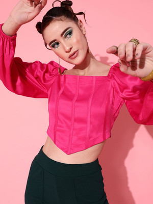 STREET9 Party Solid Women Pink Top