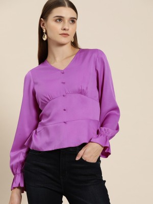 her by invictus Casual Solid Women Purple Top