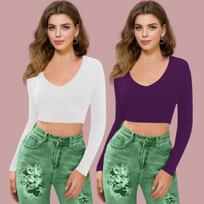 Dream Beauty Fashion Casual Self Design Women Purple Top