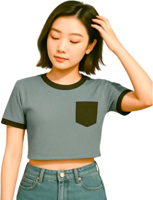 Madhave Casual Solid Women Grey Top