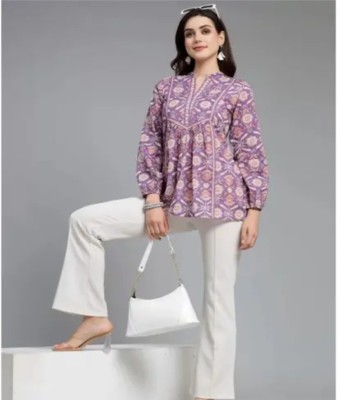 Shree Vishwanath Casual Printed Women Purple Top