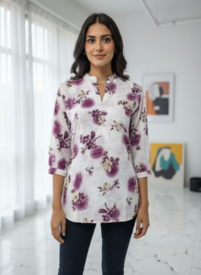 ZAYRAHETHNIK Casual Printed Women Purple Top