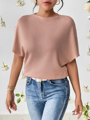 Fashion2wear Casual Self Design Women Pink Top