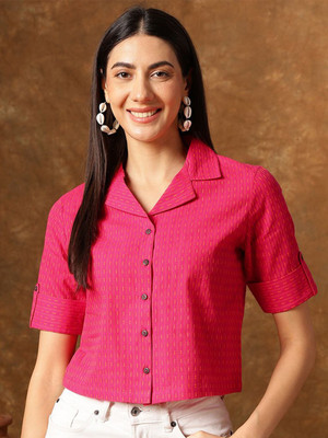 ANOUK Casual Striped Women Pink Top