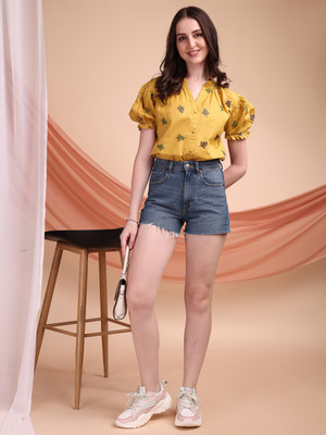 Kinjo Casual Embroidered Women Multicolor Top