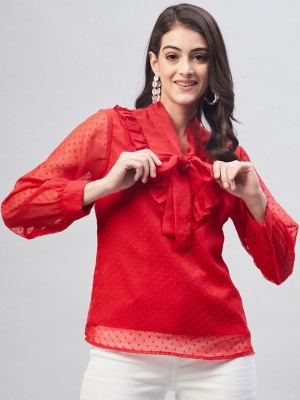 CARLTON LONDON Casual Solid Women Red Top