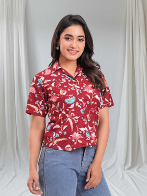 Labhanshi Creation Casual Printed Women Maroon Top