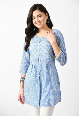 Meesan Casual Printed Women Blue Top