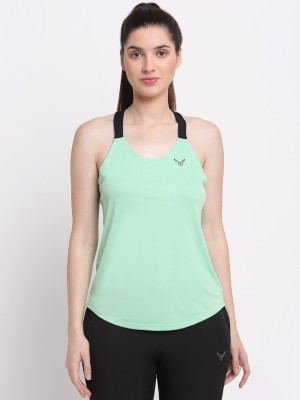 Invincible Casual Solid Women Light Green Top