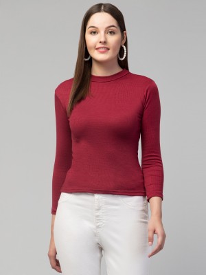 swaggish Casual Solid Women Maroon Top