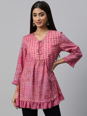 Nayam By Lakshita Casual Printed Women Pink Top
