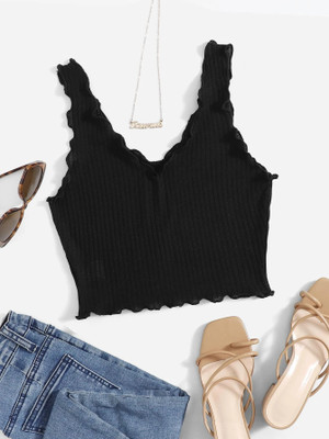 Istyle Can Casual Self Design Women Black Top