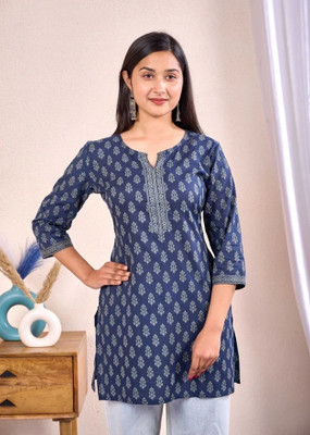 SARANSHI ENTERPRISES Women Printed A-line Kurta(Blue)