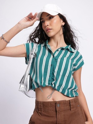 Dressberry Casual Striped Women Green, White Top