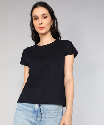METRONAUT Casual Solid Women Dark Blue Top