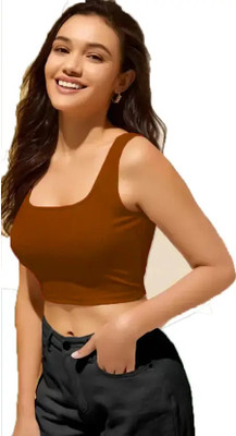 j s fashion Casual Solid Women Brown Top
