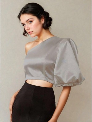 KOTTY Casual Solid Women Grey Top