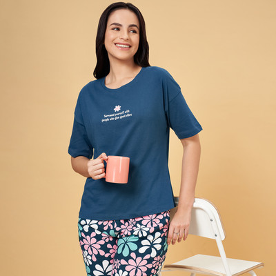 Dreamz by Pantaloons Casual Printed Women Blue Top