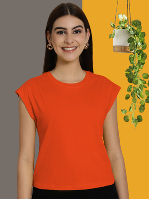 FBAR Casual Solid Women Orange Top