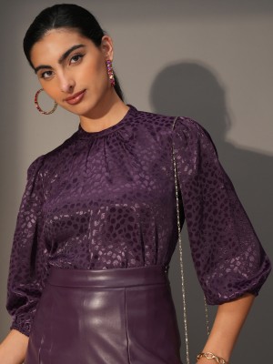 Tokyo Talkies Party Self Design Women Purple Top