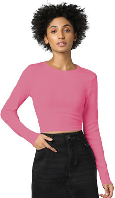 THE BLAZZE Casual Solid Women Pink Top