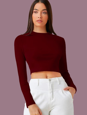 Maheshvi Casual Solid Women Maroon Top