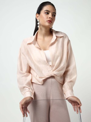 Showoff Casual Solid Women Pink Top