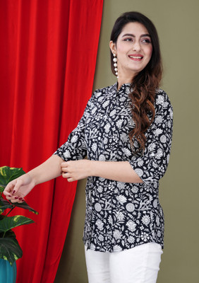 HouseOfCommon Casual Printed Women Black, White Top