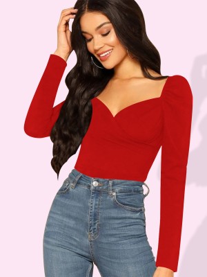 Dream Beauty Fashion Casual Solid Women Red Top