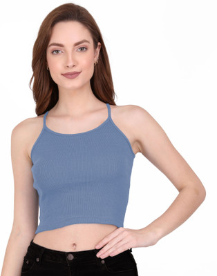 THE BLAZZE Casual Self Design Women Blue Top