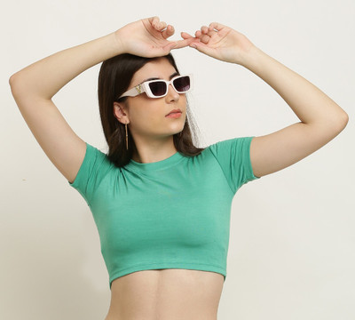 The Unicharm Casual Solid Women Green Top