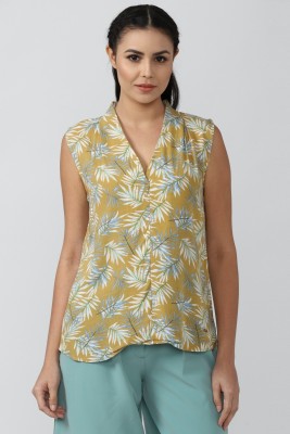 VAN HEUSEN Casual Printed Women Yellow Top