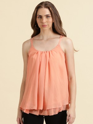 Showoff Casual Solid Women Pink Top