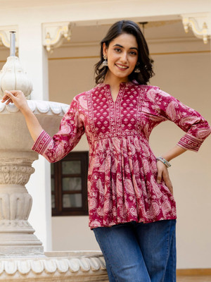 Arayna Casual Printed Women Maroon Top
