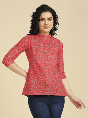 RIEKA Casual Printed Women Red, White Top