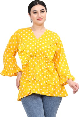 SAWARIYA-G Casual Printed Women Yellow, White Top