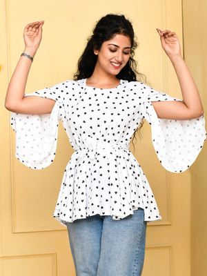 Jaitpuriya fashion Casual Printed Women White Top