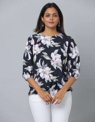 ANAVARANA Formal Floral Print Women Blue Top