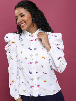 Tokyo Talkies Casual Printed Women White Top
