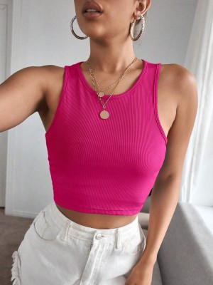 NUCOUTHS the style you love Casual Solid Women Pink Top