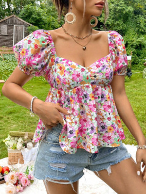 JAIYA Casual Floral Print Women Multicolor Top