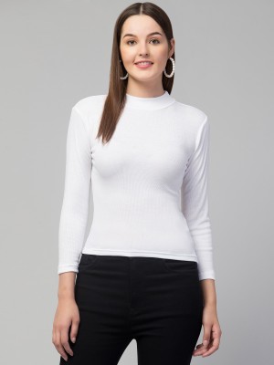 swaggish Casual Solid Women White Top