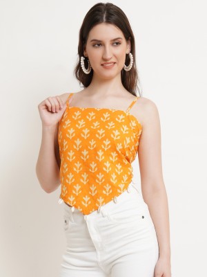 POPWINGS Casual Printed Women Yellow Top